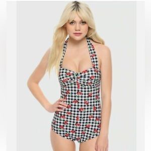 Hot Topic Retro One Piece
Gingham Halter Cherries Swimsuit